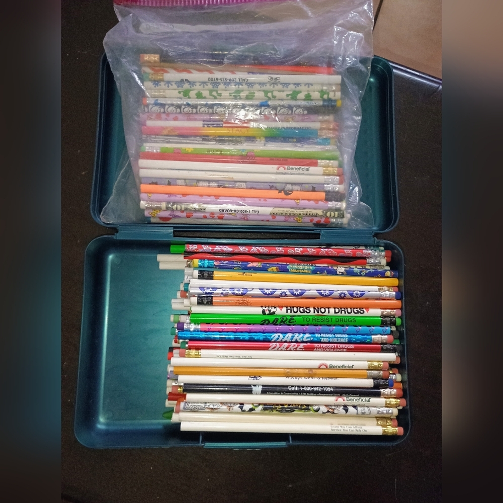 Assorted vintage Pencils Storage Box